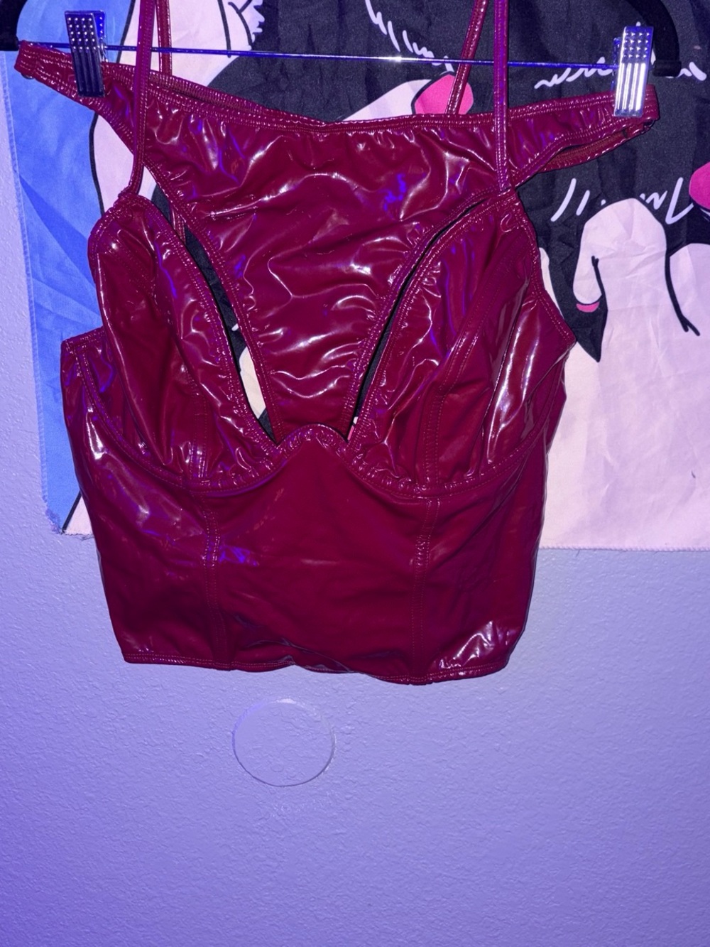 Dolls Kill Wine Red Vinyl Bustier Top